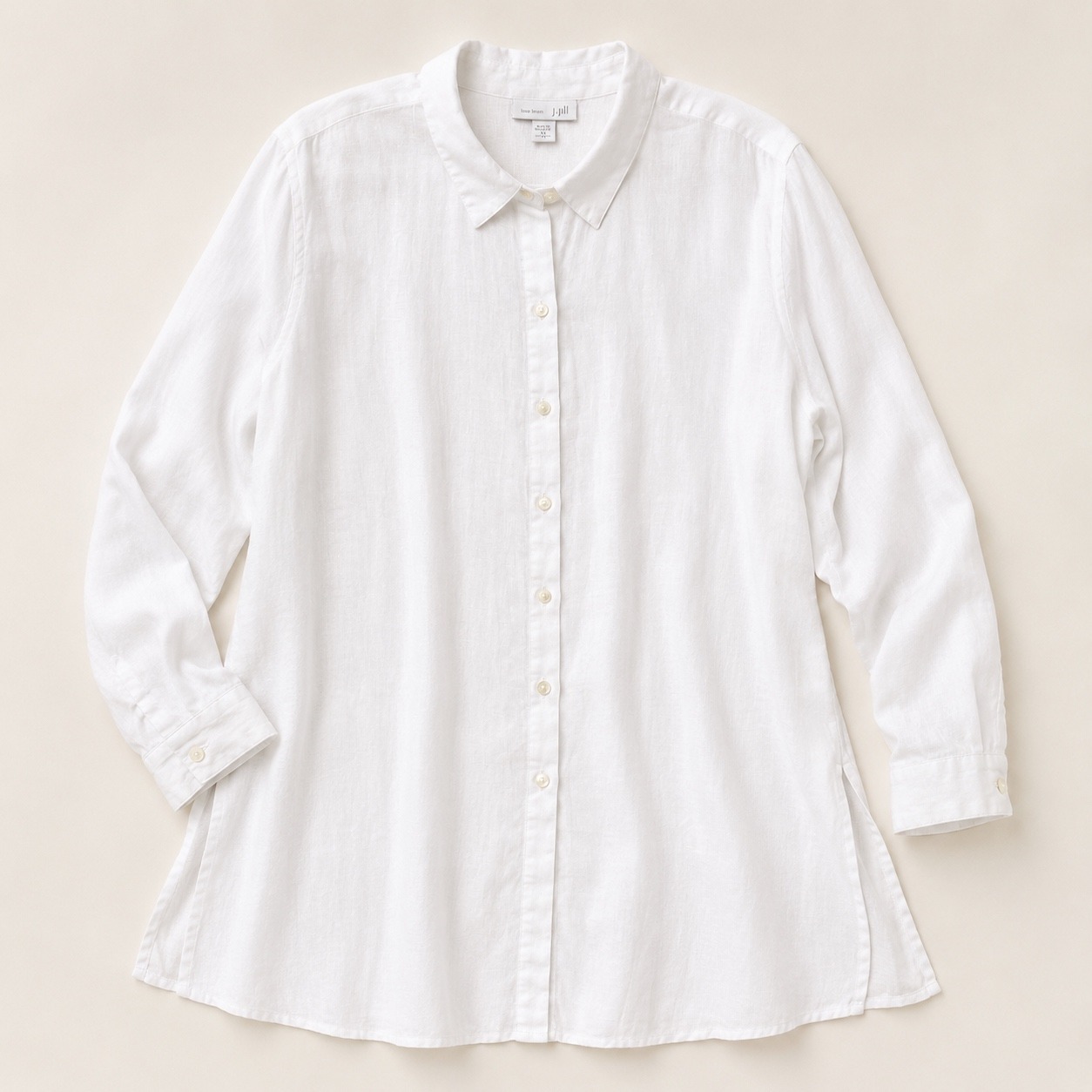 J. Jill Love Linen Button-Up Tunic Shirt 4x White Coastal Minimalist Lagenlook